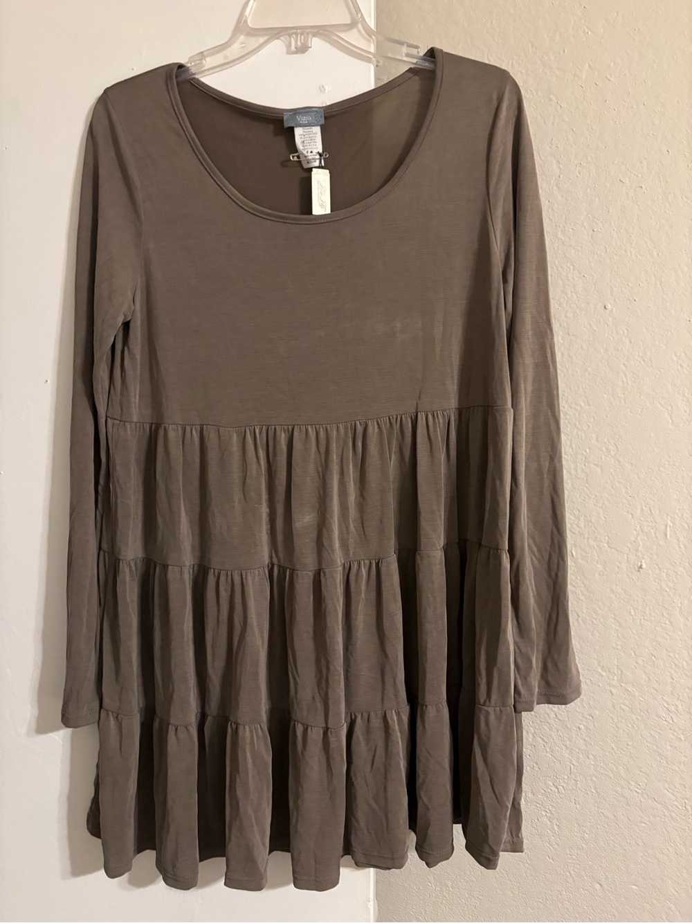 Vizio Brown Scoop Neck Long Sleeve Top #6